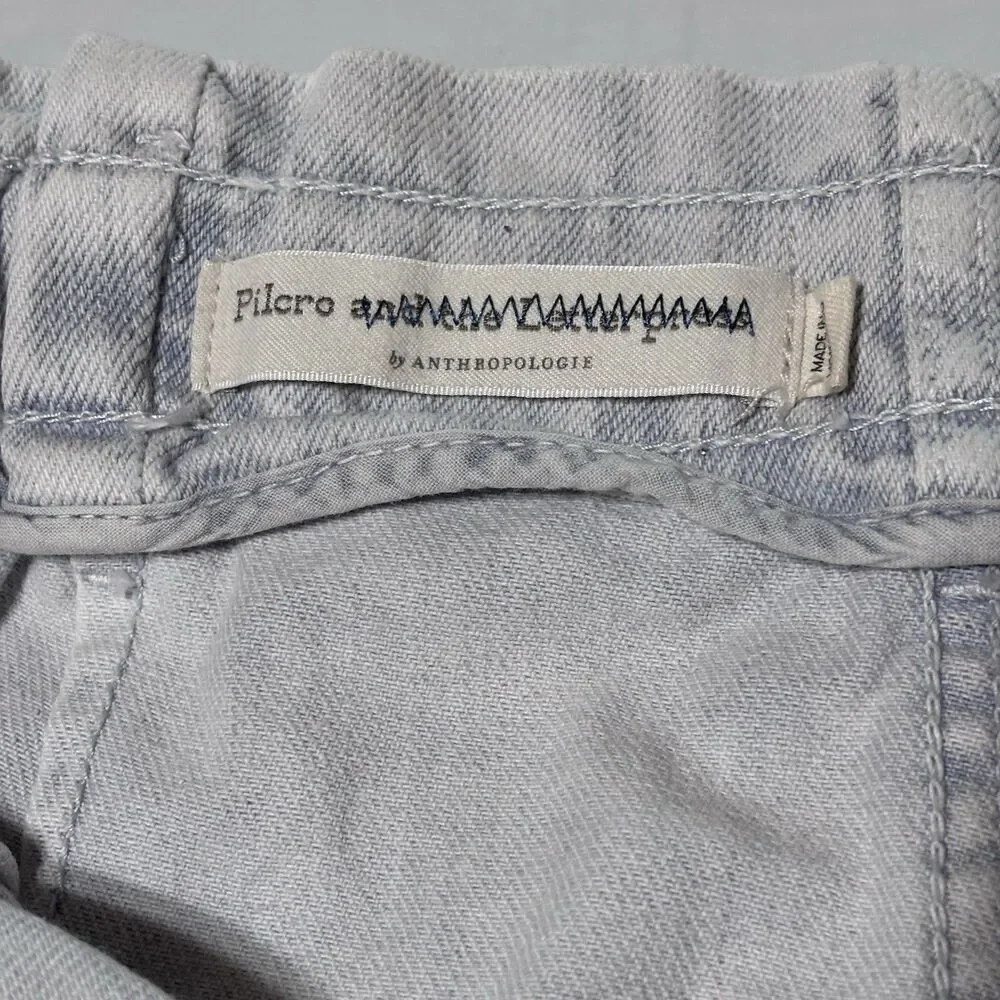 Pilcro Anthropologie Denim Shorts Women Elastic Waist Tie Light Wash Casual 27 - Picture 2 of 13